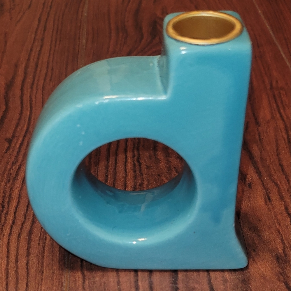 Blue abstract candle holder
